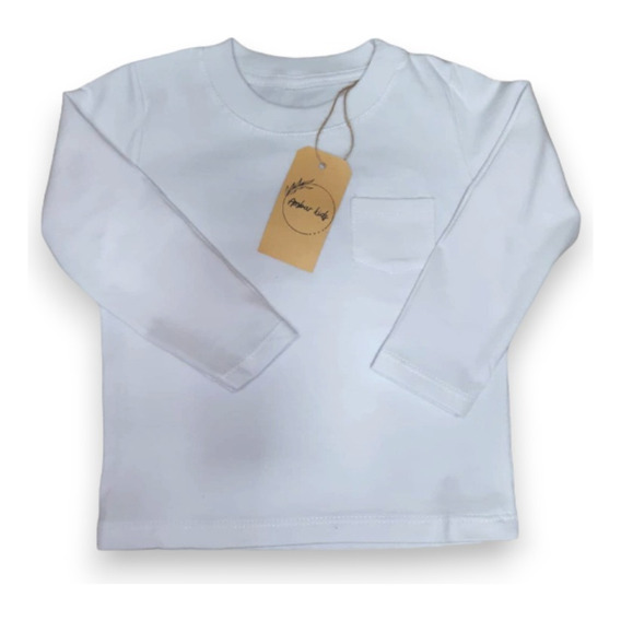 Remera Bebe Unisex Básica Blanca Con Bolsillo Ambar Kids