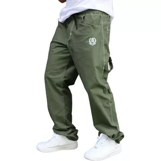 Calça Jeans Sarja Cargo Reta Jogger Cargo Verde Street Boss