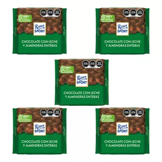 Chocolate Con Leche Y Almendras Ritter Sport 5pz De 100g C/u