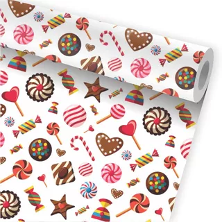 Papel De Parede Doces Chocolate Pirulito Kit 02 Rolos A223