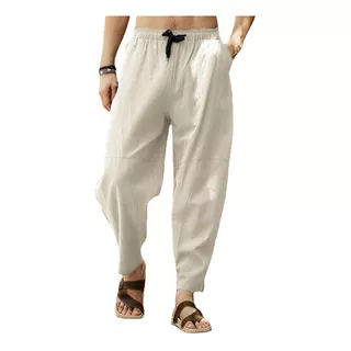 Pantalones Holgados De Lino Y Algodón Para Hombre