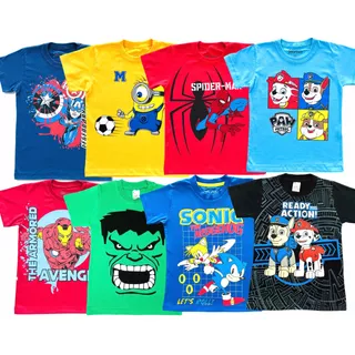 Camiseta Infantil Personagens Manga Curta Atacado Kit C/ 10 + Brindes 