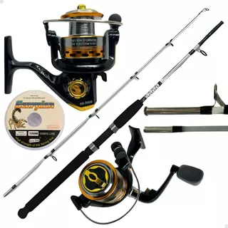 Kit Pesca Vara 1,65 Sólida 15kg E Molinete 3000 + Linha 100m