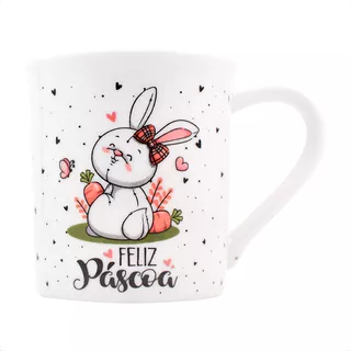 Xicara Porcelana Coelhinho 150ml Feliz Pascoa Presente 