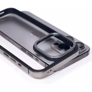 Capinha Para iPhone 15 Pro Max Titânio Metálico Transparente