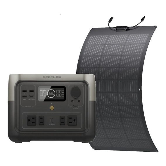  Kit Solar Portátil Ecoflow River 2 Max 500w+ Panel Flex100w