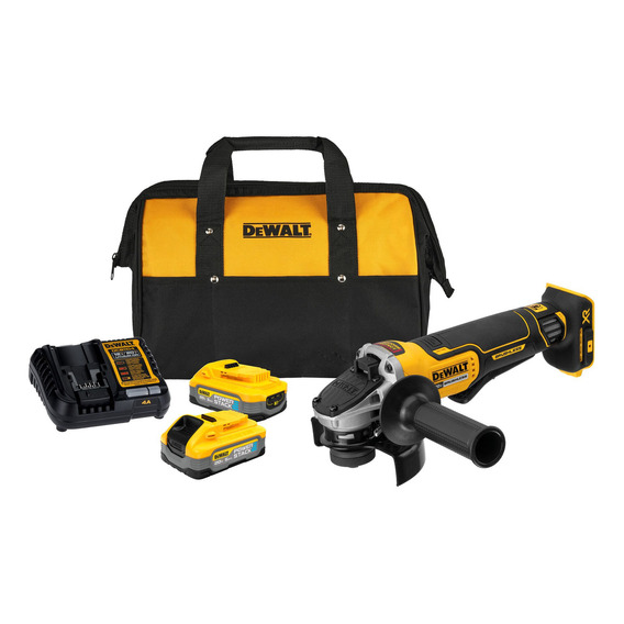 Kit Esmeril 4-1/2 20v + 2 Baterías Powerstack 5ah Dewalt Color Amarillo/Negro