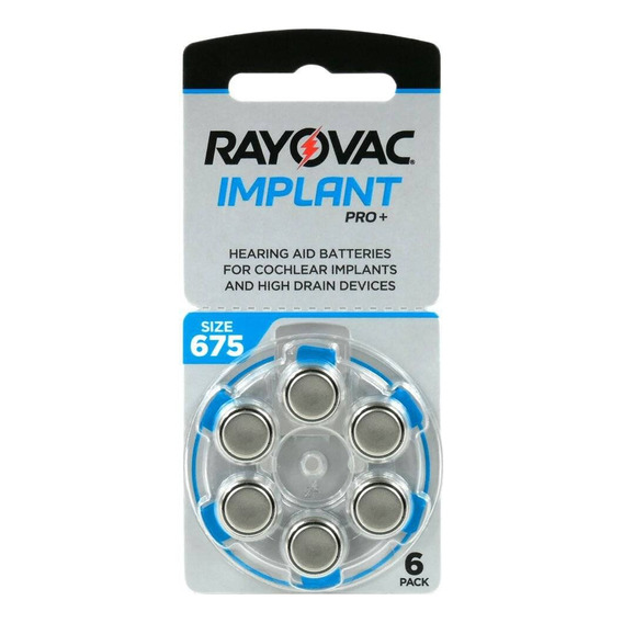 Pack 6 Pilas Rayovac Implant Pro+ 675 Implante Coclear