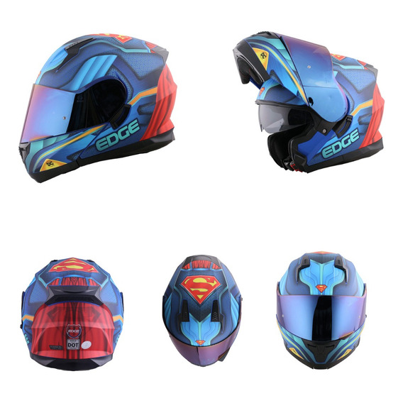 Casco Abatible Edge Superman Dccertificado Dot Y Ece Moto