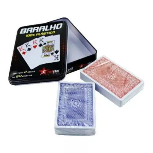 2 Baralhos/Pacote De Cartas De Jogar De Plástico Com Caixa De Ferro -  Presente De Alta Qualidade, Vermelho E Preto De Cores Mistas, 25 Seda,  Fonte Pequena Baralho - Jogos Divertidos Para