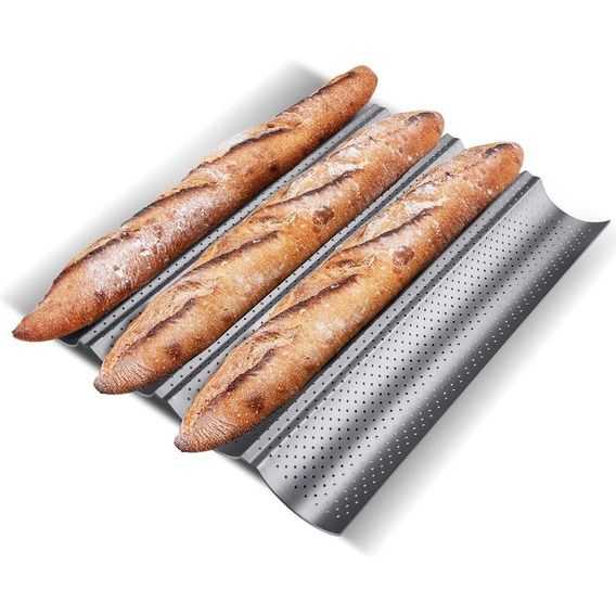 Asadera Molde Acero Pan Francés Baguette Bandeja Teja 38x33 