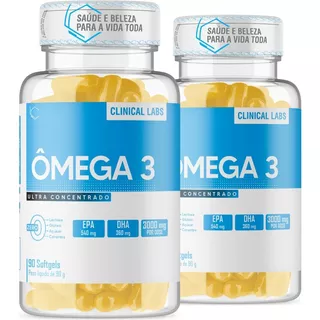 2x Ômega 3 Puro 3000mg Epa & Dha 180softs Isento De Metais