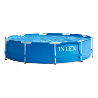 Piscina Estrutural Redondo Intex 28201 Com Capacidade De 1185 Galões De 76cm De Comprimento X 305cm De Largura De 10 Ft De Diâmetro  Azul