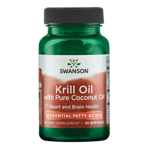 Swanson Red Krill Oil Aceite Omega 3 Coconut Oil 500mg 30cap Sabor Sin sabor