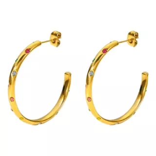 Aros Argollas Stella Enchapados En Oro 18k