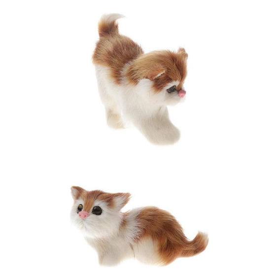 2 Unidades Figura Realista De Gatos Gatitos Peludos Para