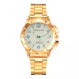 Relógio Feminino Analógico Estiloso Elegante + Caixa Lindo Cor Do Fundo Branco/dourado
