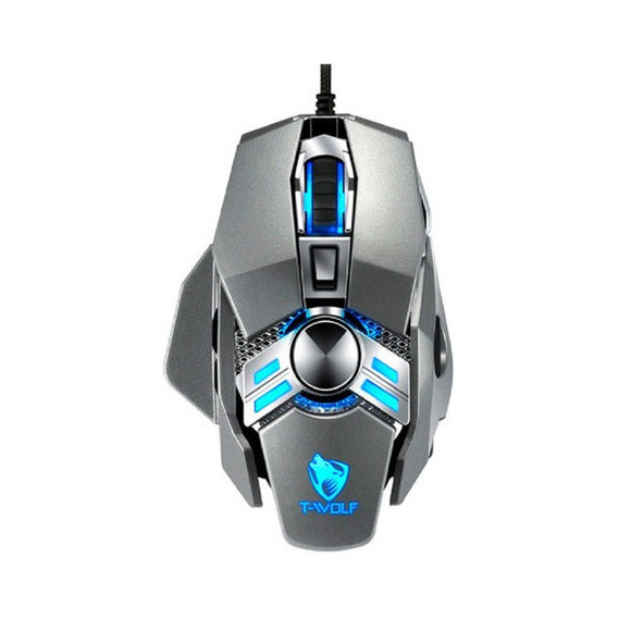 Mouse Gamer Cableado T-wolf V10 6400dpi Peso Ajustable Color Gris