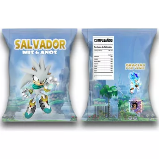 Bolsitas Chip Bag Sonic Silver The Hedgehog X 60 Cumpleaños