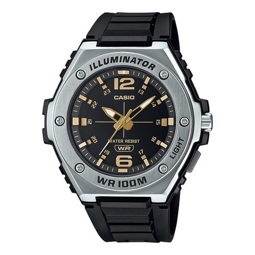 Reloj Casio Mwa-100h-1a2vcf Illuminator Men's Quartz Sport Color de la correa Negro Color del bisel Plateado Color del fondo Negro