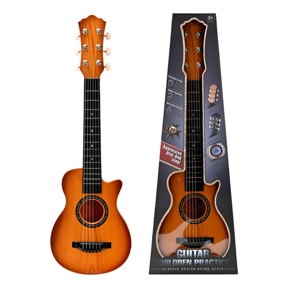 Guitarra Acustica Juguete Infantil 6 Cuerdas Principiantes Color Marrón Material Del Diapasón Plástico Orientación De La Mano Diestro