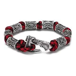 Brazalete Pulsera Vikinga Con Amuleto De Supervivencia, 19cm