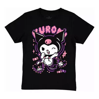 Camiseta Niño Kuromi En Algodón Negro Estampado O My Melody