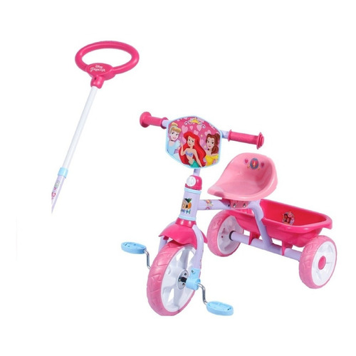 Triciclo Apache Princesas Con Cajuela Y Barra De Empuje Color Rosa chicle
