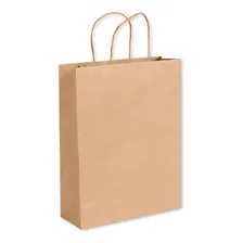 Sacola De Papel M 23x30x10cm 100und Kraft Monolúcido Com Alça Torcida Embalagem Fácil