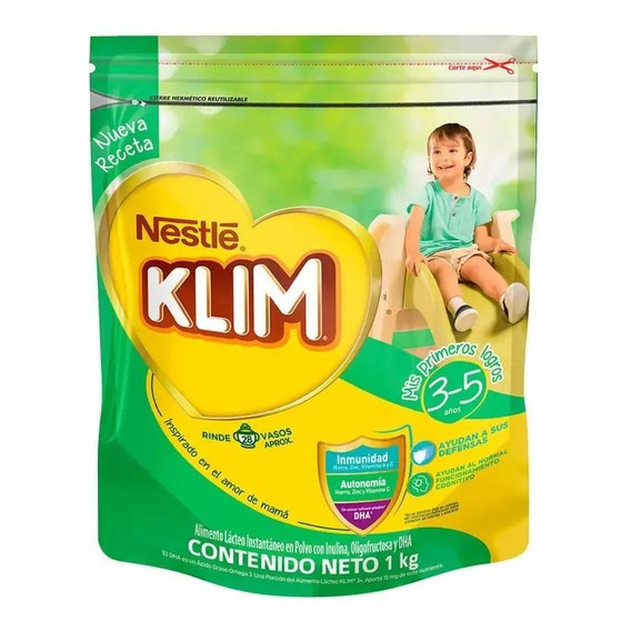 Leche de fórmula en polvo Nestlé Klim 3+ en bolsa de 1 de 1kg - 3  a 5 años