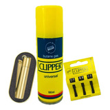 Encendedor Clipper Metálico Gold, Rellenador Y Repuestos