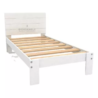 Cama Individual De Madera Desarmable Color Blanco