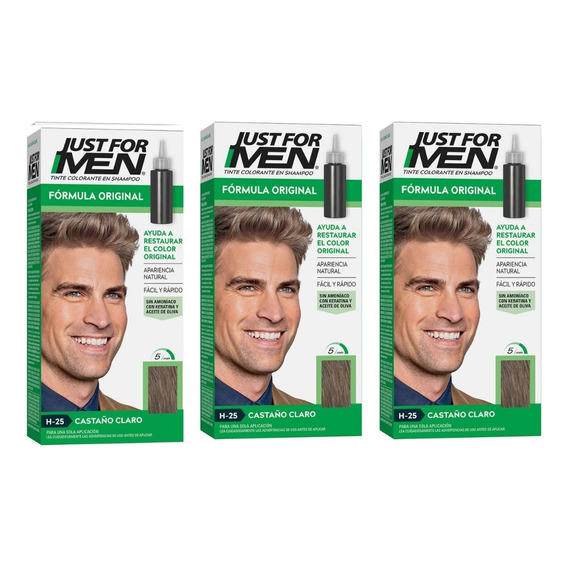 Kit Tintura Just For Men  Tintura Tintura Castaño Claro tono h-25 castaño claro para cabello
