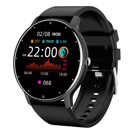 Smartwatch Genérica ZL02 caja  negra, malla  negra de  silicona