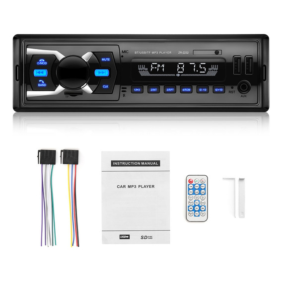 Auto Estereo Coche Reproductor Mp3 Radio Con Bt Aux Usb Sd