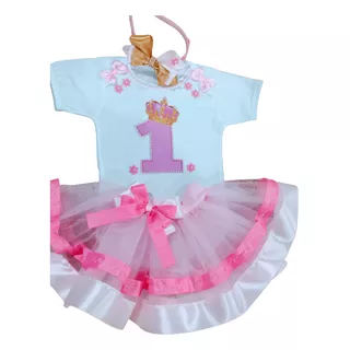 Roupa Mesversário Um Aninho Luxo Fantasia Primeiro Mês Bebê