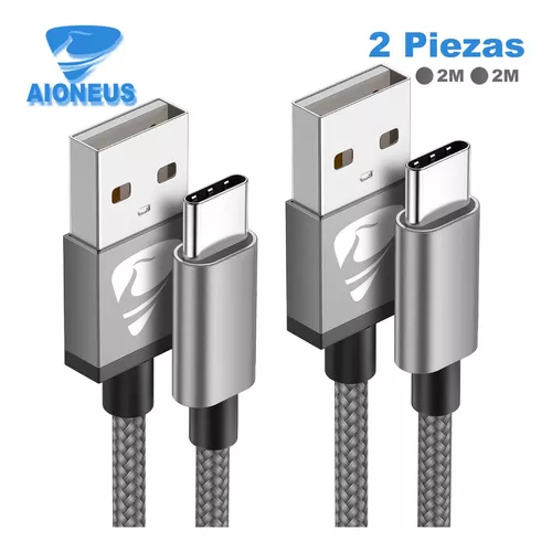 Cable Usb Tipo C Carga Rápida Para Samsung Moto LG 2m 2pzs Color Gris