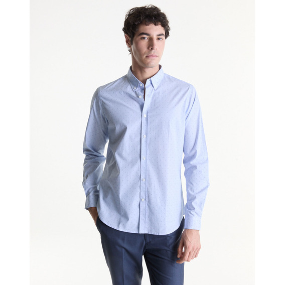 Camisa Slim Celeste Con Puntos Equus Noruega De Hombre