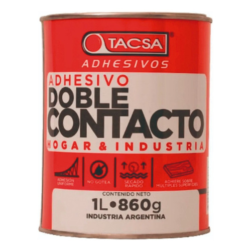 Cemento De Contacto Tacsa Adhesivo Hogar Industria X 1 Litro Pegamento Adhesivo De Contacto Tacsa Cemento de Contacto