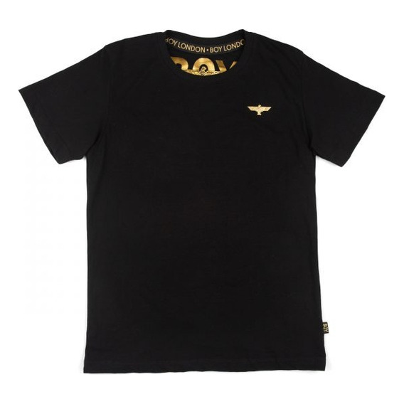 Playera Negra Casual Lisa Para Hombre Logo Dorado Boy London