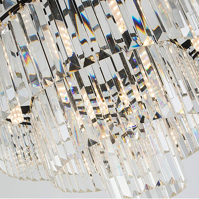 Lampara Colgante Cristal 60cm 5 Pisos Cromo 8 Luces E14 Dx