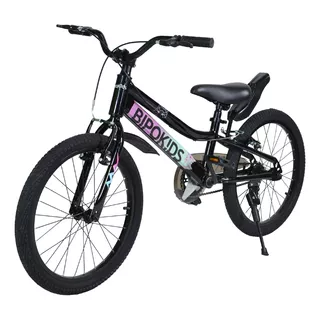 Bicicleta Urbana Bipokids City Pro Rider R20 50cm Frenos V-brakes Color Negro/lila Con Pie De Apoyo  