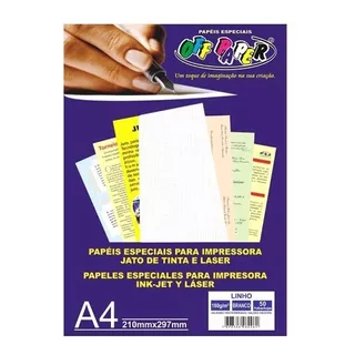 Papel A4 Linho Branco 50fls 180g Papel Especial