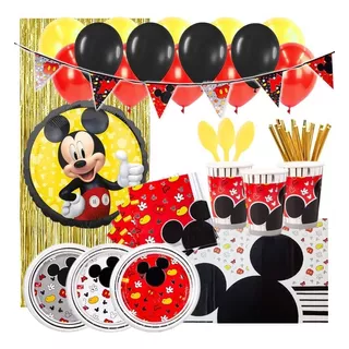 Set Decoración Fiesta + Globos + Motivo Mickey Mouse 6 Pers