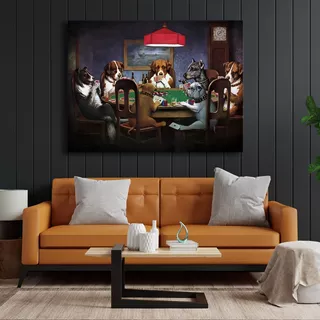 Cuadro Decorativo Perros Jugando Poker 120x90