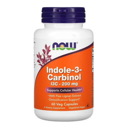 Suplemento en cápsula NOW  Indole-3-Carbinol en pote de 0.2g 60 un