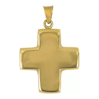 Cruz Suiza Plana, Pulida En Oro Amarillo De 14 Kts