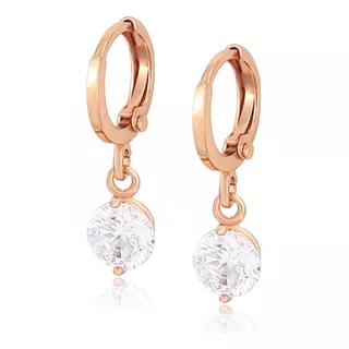 Aretes Oro 18k Laminado Colgante Swarovski Blanco Regalo