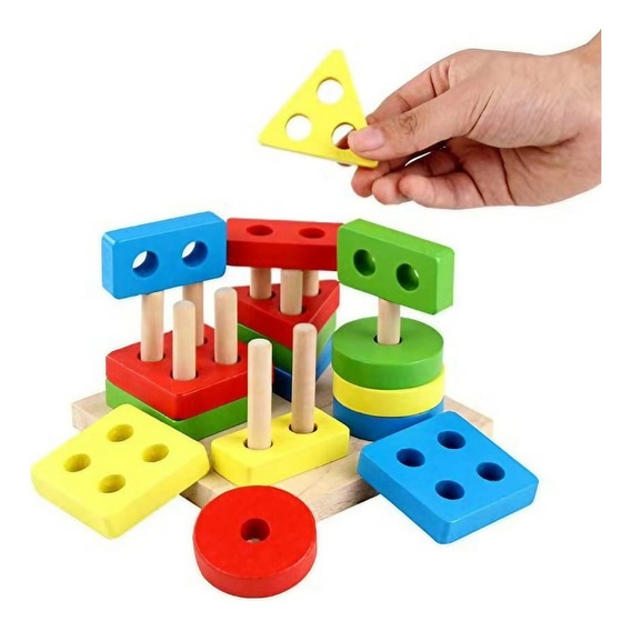 Juego Didactico Montessori Encajar Figura Geométrica Madera