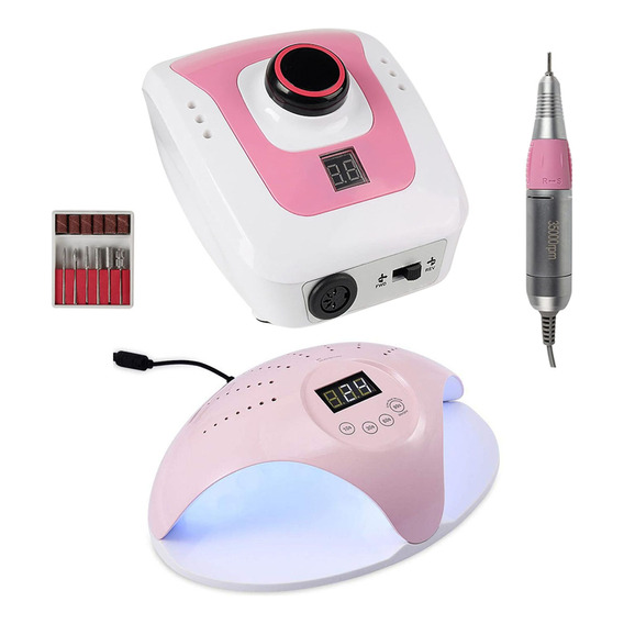 Set Manicura Profesional Torno + Lámpara Uv Led Secado Uñas